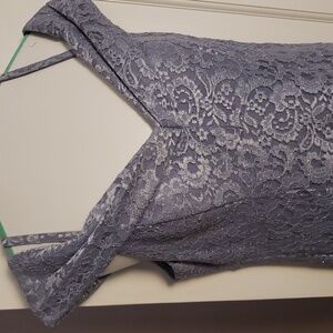 R & M Richards Periwinkle Lace Maxi Dress